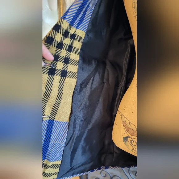 Vintage Diane Von Furstenberg Women's Funky Mod Plaid Wool Blazer Size 6 - Picture 14 of 16